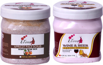 I TOUCH HERBAL Apricot Scrub 500 ml + Wine And Beer Cream 500 ml ( Pack Of 2 x 500 ml )(2 Items in the set)