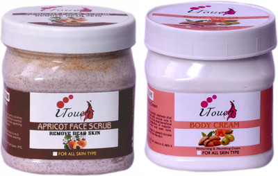 I TOUCH HERBAL Apricot Scrub 500 ml + Body Cream 500 ml ( Pack Of 2 x 500 ml )(2 Items in the set)