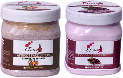 I TOUCH HERBAL Apricot Scrub 500 ml + Cocoa Butter Cream 500 ml ( Pack Of 2 x 500 ml )(2 Items in the set)