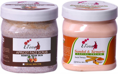 I TOUCH HERBAL Apricot Scrub 500 ml + Sandal And Turmeric Cream 500 ml ( Pack Of 2 x 500 ml )(2 Items in the set) I TOUCH HERBAL Apricot Scrub 500 ml + Sandal And Turmeric Cream 500 ml ( Pack Of 2 x 500 ml )(2 Items in the set)