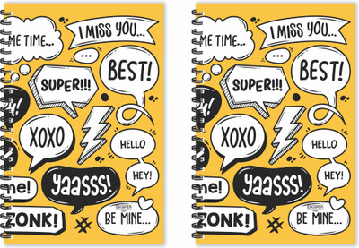 ESCAPER Super Best (Ruled - A5 Size - Pack of 2 Diaries) Designer Doodle Diaries, Speech Doodle Diaries, Doodle Pattern Diaries A5 Diary Ruled 80 Pages(Multicolor, Pack of 2)