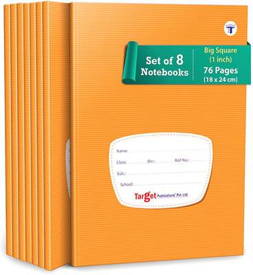 Woodsnipe Big Maths Square Ruled Notebooks | Square 1 inch | 76 Pages A5 Size | Soft Brown Cover | 18 cm x 24 cm Approx | Maths Notebook for Exercise and Practice | Pack of 8 Books | GSM 58 A5 Notebook Square ruled 608 Pages