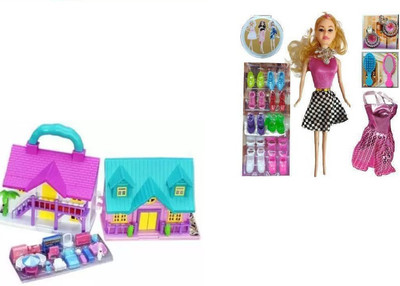MGT CREATION Dream Doll House With Happy Doll and accessories For Doll Set(Multicolor)