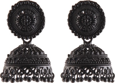 Creative Frogs Small Black Oxidised Jhumki Earring for Girls Metal Drops & Danglers, Jhumki Earring