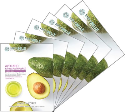 MIRABELLE COSMETICS KOREA Avocado Facial Sheet mask (Pack of 6)(25 ml)