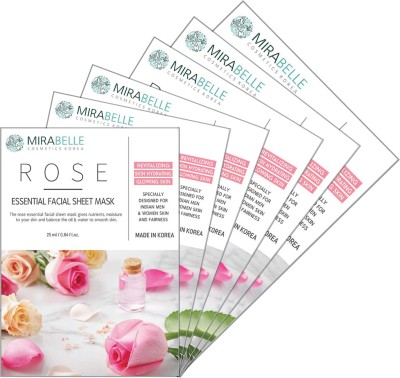 MIRABELLE COSMETICS KOREA Mirabelle Cosmetics Rose Facial Sheet Mask ( Pack of 6 )(25 ml)