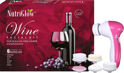 NutriGlow Wine Facial Kit (250+10)g with 5 in 1 Face Massager Free(2 x 130 g)