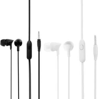 Meyaar 2 Pack in-Ear Earphones with Mic For Online Classes & Meetings Wired(HD Sound, In-Ear pack of 2 Headphones, Black & White, Beex, Abhinandan Series, In the Ear)