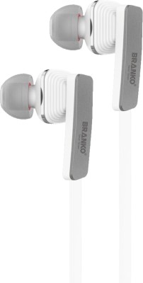 Branko EP-108 Universal Earphone With Volume Control Wired Headset Wired Headset(White, Grey, In the Ear)
