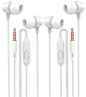 Meyaar 2 Pack Deal in-Ear Earbuds with Calling Mic For All Smartphones Wired Headset(HD Sound, In-Ear pack of 2 Headphones, 2 White Headset, Combo Offer 2 Pack, Pluss Series RP-2208, In the Ear)