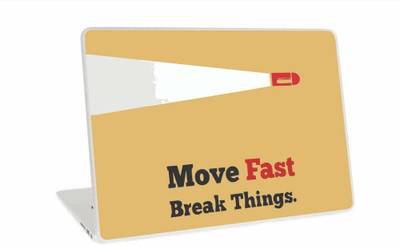 Galaxsia Move Fast Break Things Vinyl Laptop vinyl Laptop Skin Compatible for 15.6 inch(Theme: Typography)