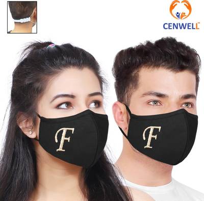 CENWELL ALPHABET F Unisex 100% Cotton Designer Face Mask 6 Layer Protective Fashionable Fabric Cotton Fabric Mask for Men ,Women ,Girls , Teens with Adjustable Ear loop ,Ear Saver Strap (Reusable Mask , Washable Mask , Pollution Mask) LETTER F Water Resistant, Reusable, Washable Cloth Mask With Melt Blown Fabric Layer