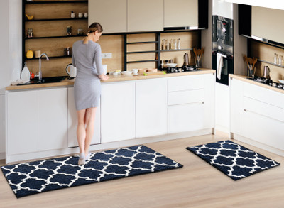 AAZEEM Microfiber Floor Mat(Blue, Medium, Pack of 2)