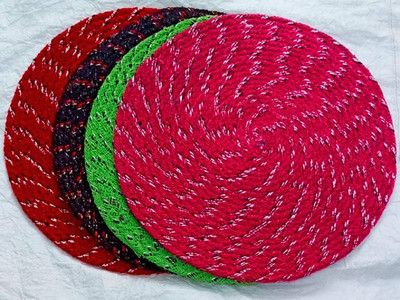 nutangoyal Cotton Door Mat(Pink, Red, Black, Green, Pack of 4, Medium)