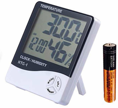 SellRider -Clock-001 Hygrometer Humidity Meter with Temp and Clock Display Digital Thermometer All-in-One Digital Moisture Measurer(40 mm)