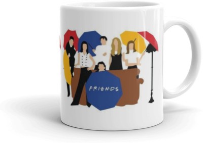 Gausinga Enterprises Sketch Printed Friends Tv Show Special Ceramic Coffee 325 ml pack of one White Ceramic Coffee Mug(325 ml)