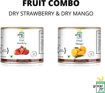 GROCERJAR FRUIT COMBO DRY MANGO & DRY STRAWBERRY Strawberries, Mango(2 x 200 g)