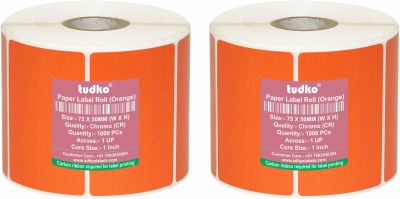 tudko 75 mm X 50 mm Chromo Barcode Label (Set of 2 Roll) Self Adhesive Paper Label(Orange)