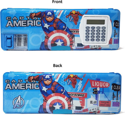 Art Box Calculator Captain America Art Plastic Pencil Box(Set of 1, Blue)