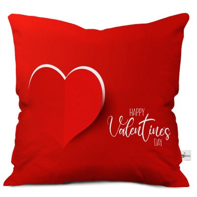 Square Designs Fashion Microfibre Quotes Cushion Pack of 1(Red)