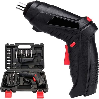 Vakhar cordless drill screwdriver pro-cut rechargeable and 90°Rotatable screw driver kit with onboard LED Light and 46 pc accessories in a handy storage case 4.2 V Battery Indicator Drill Tool Set Power & Hand Tool Kit(47 Tools)