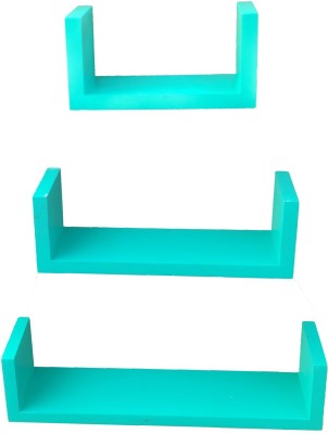 TFS sea green wall shelves U shape Wooden Wall Shelf(Number of Shelves - 3)