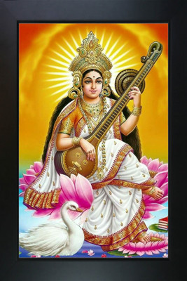 RV SALES saraswati mata photo with frae for puja room & wall Religious Frame