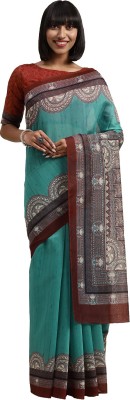 Shaily Retails Printed Bhagalpuri Silk Blend Saree(Blue)