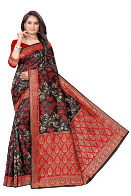 DHARMI ENTERPRISE Woven Bollywood Silk Blend, Jacquard Saree(Black)