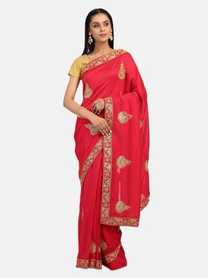 Arriva Fab Embroidered Bollywood Art Silk Saree(Pink)