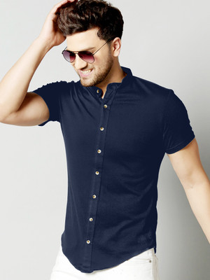 GESPO Men Solid Casual Blue Shirt