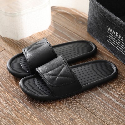 ILU Men Slipper for Men's Flip Flops Home Fashion Slides Open Toe Non Slip Black Slides(Black , 6)