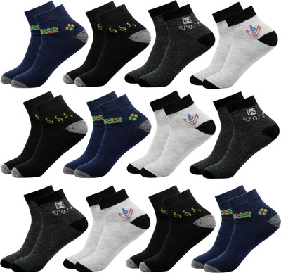 krijo Men Self Design, Solid Ankle Length(Pack of 12)