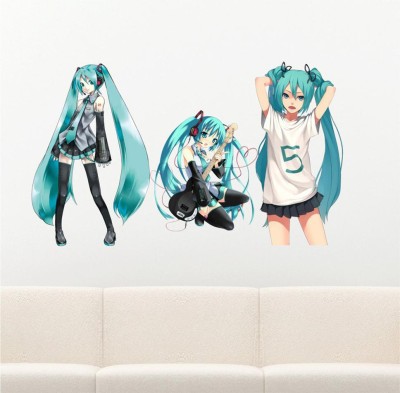 balkrishna wall stickers 60 cm virtual popstar anime girl 3d wall sticker Size-54x32 cm200 Self Adhesive Sticker(Pack of 1)