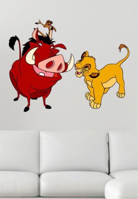 balkrishna wall stickers 60 cm The Lion King 3d wall sticker Size-60x45 cm195 Self Adhesive Sticker(Pack of 1)