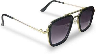 ROCKHILLS Retro Square Sunglasses(For Men & Women, Black)