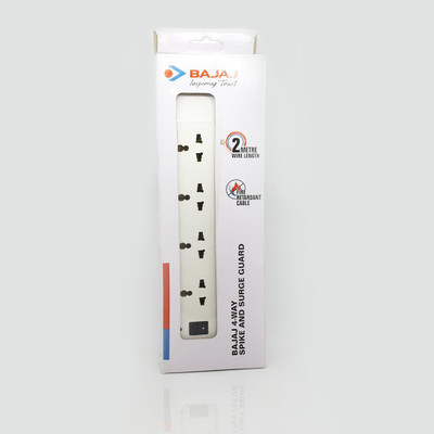 BAJAJ 4-Way Spikeguard 4  Socket Extension Boards(White, 2 m)