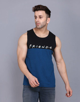 SLOWLORIS Typography Men Round Neck Blue, Black T-Shirt