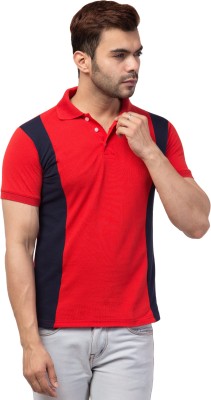 DAAWEAR OUTFITS Self Design Men Polo Neck Red T-Shirt