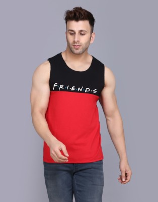 MINISTRY OF FRIENDS Solid Men Round Neck Red, Black T-Shirt