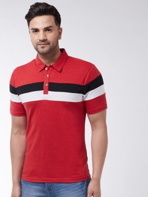 Gritstones Colorblock Men Polo Neck Red, Black T-Shirt