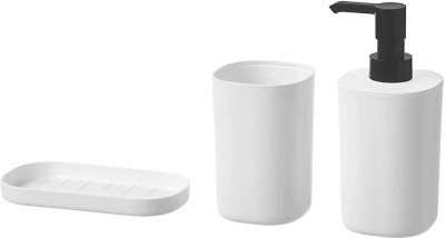 VARNA IKEA STORAVAN, 3 Piece Bathroom Accessory Set. (soap Dispenser, Tooth Brush Holder, soap Dish) Polypropylene Toothbrush Holder(White)