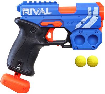 Nerf Rival Knockout XX-100 Blaster, Round Storage, 85 FPS Velocity, Breech Load, 2 Rival Rounds,Team Blue Guns & Darts
