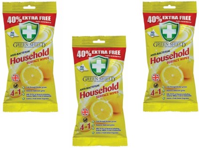 green shield Anti Bacterial Household Surface Wipes - 210 Count(3 Wipes)