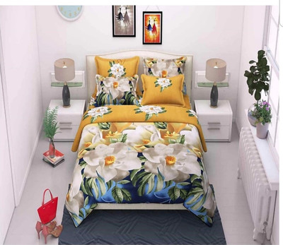 Heena Art 160 TC Polycotton Double Printed Flat Bedsheet(Pack of 1, Multicolor)