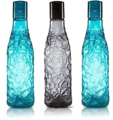 Randal Premium Quality Crystal Fridge Water Bottle Set ( 2 Blue / 1 Black ) 1000 ml Bottle(Pack of 3, Black, Blue, PET)