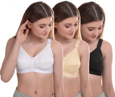 ETHINICA 101 Women T-Shirt Non Padded Bra(White, Beige, Black)