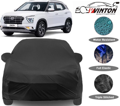 V VINTON Car Cover For Hyundai Creta 2020 (With Mirror Pockets)(Black)