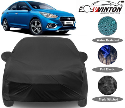 V VINTON Car Cover For Hyundai Verna Facelift (With Mirror Pockets)(Black)