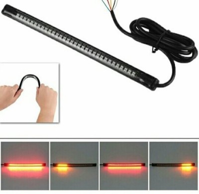 Miwings Motorcycle Flexible Bendable LED Strip Tail Light Turn Signal Brake Indicator Car Fancy Lights(Red, Yellow)